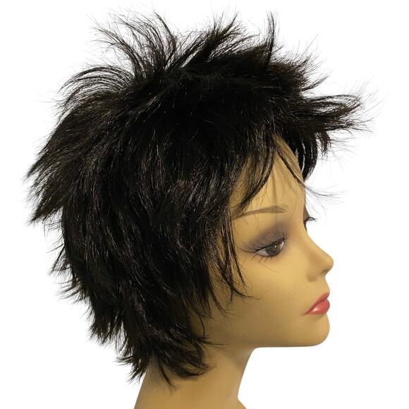 Spikey Razor Layered Wig Synthetic Jet Black Women Teens One Size NWT - Picture 10 of 14